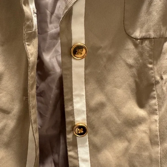 Talbots Tan Blazer with Cream Contrast Trim Gold Buttons 12P - Picture 4 of 6